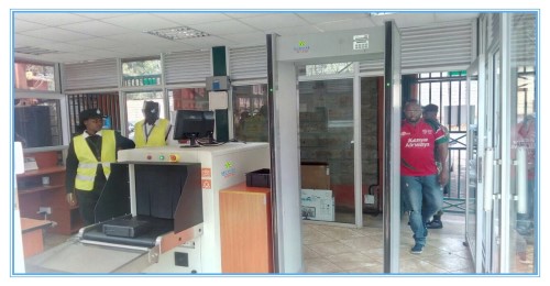 X ray baggage scanner and walk through scanner installed in kenya airway office